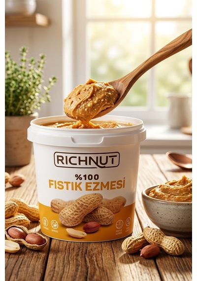 Richnut Şekersiz %100 Saf Doğal Fıstık Ezmesi 1 Kg
