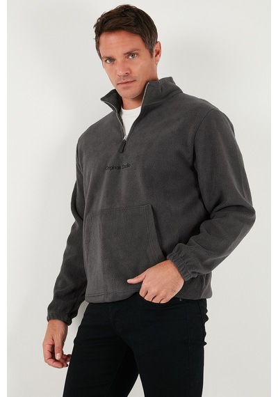 Buratti Regular Fit Yarım Fermuarlı Dik Yaka Yumuşak Dokulu Erkek Sweat 59060661 Antrasit