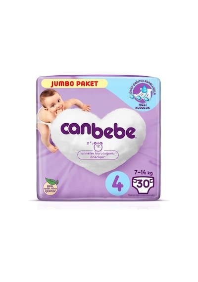 Canbebe Bebek Bezi 4 Numara Maxi Jumbo Paket 30 Adet