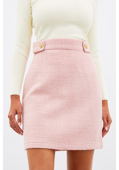 Sateen Mini Boy Tüvit Etek - Pembe-134945 Pembe