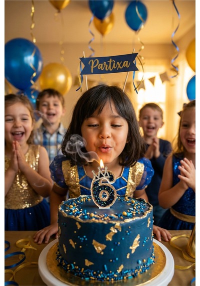 Taç Detaylı Siyah Kristal Taşlı Rakam Mum Doğum Günü Pasta Süsü
