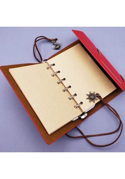 Küçük Boy Pusula Baskılı Deri Defter Diğer
