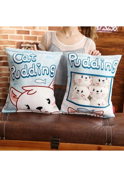 Tineke 8 Li Peluş Kedi Yastığı Seti Minik Yumuşak Kedi Oyuncağı Ve Uyku Arkadaşı Beyaz