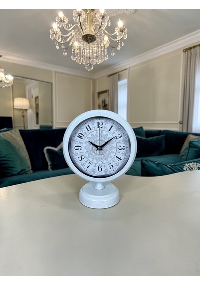 Büro Ev Ofis Hediyesi İçin 20x25cm Beyaz Motifli Metal Masa Saati Diğer