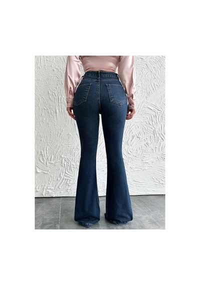 Kene Jeans Lacivert Ön İşlemli İspanyol Paça Kot Jeans Lacivert