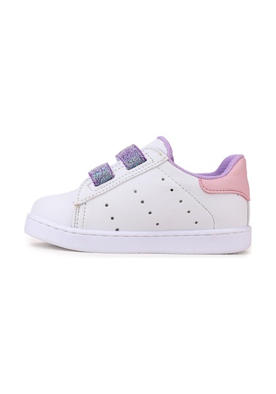 Kiko Kids Royzo İlk Adım Bebe Cırtlı Işıklı Kız Bebek Spor Ayakkabı Beyaz