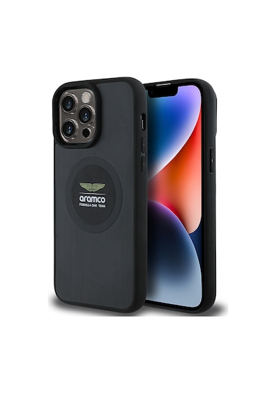Apple Uyumlu iPhone 14 Pro Max Kılıf Aston Martin Lisanslı Magsafe Uyumlu Formula One Team Baskılı Kapak Siyah -