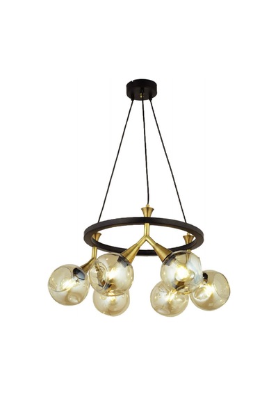 Lampaluce Bambi Modern Sarkıt Camlı Avize 6'lı Sarı Eskitme