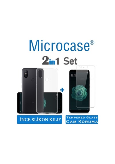 Xiaomi Mi A2-6X Ince 0.2 Mm Soft Silikon Kilif + Tempered Cam 266295831 - Seçenek / Cam Koruma-Cam Istiyorum