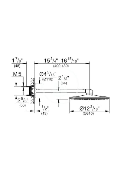 Grohe Rainshower Smartactive 310 Tepe Duşu Seti 430 Mm, 2 Akışlı-26475000 Krom