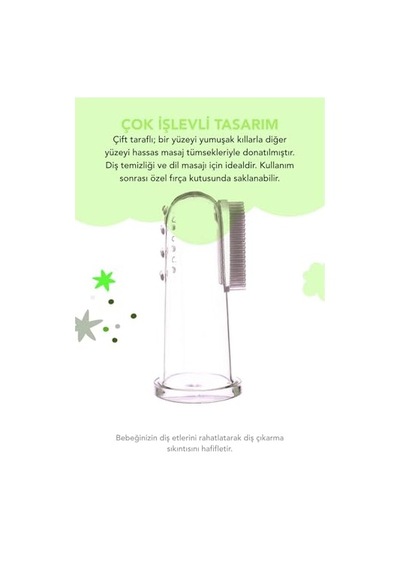 Babyton İkili Silikon Parmak Fırça - Doğal Diş Jeli
