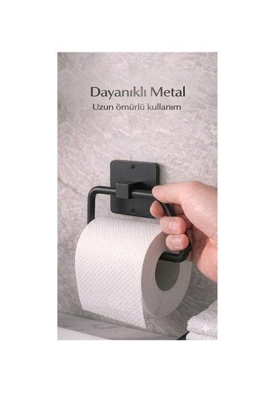 Buççin Online Mağaza Modern Metal Tuvalet Kağıtlığı Mat Siyah Wc Kağıtlık Yapışkanlı Veya Monte Siyah Çok Renkli