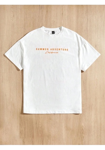 Unisex Beyaz Oversize Summer Baskılı Örme T-shirt Beyaz