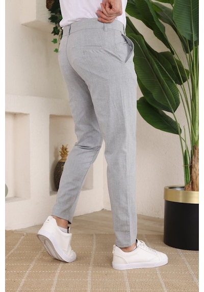 Efnaz Style Erkek Slim Fit Dilli Kumaş Pantolon gri