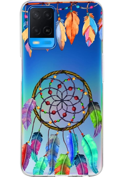 Oppo A54 İle Uyumlu 1mm Slim Fit Nazar Boncuğu 6 Baskılı Şeffaf Kılıf