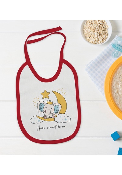 BK Kids Have A Sweet Dream Tasarımlı Kırmızı Bebek Mama Önlüğü-1 Kırmızı