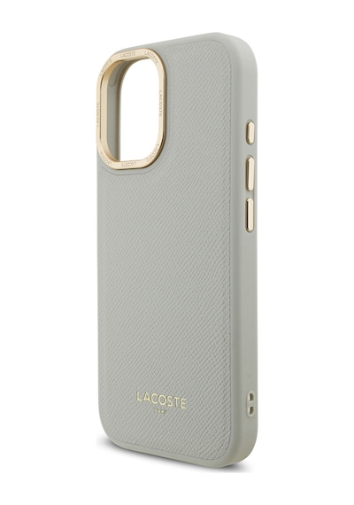 Apple Uyumlu iPhone 17 Kılıf Lacoste Lisanslı M-safe Özellikli Champs Elysees Pu Deri Tasarımlı Kapak Gri Gri