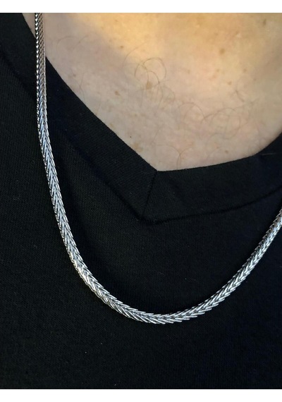 Vog Unisex 2.5mm 60 Cm Çelik Tilki Kuyruğu Beyaz Renk Sevgiliye Eşe Babaya Hediye Kolye Beyaz