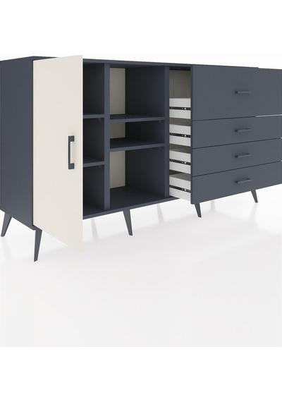 Hyperion Konsol 4 Raflı 4 Çekmeceli Tek Kapaklı 176x44x99 Antras Antrasit-aytaşı/antrasit Hyperion Konsol 4 Raflı 4 Çekmeceli Tek Kapaklı 176x44x99 Antras Antrasit-aytaşı/antrasit