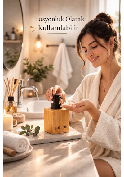 Modern Doğal Görünümlü Bambu Dikdörtgen Sıvı Sabunluk, Losyonluk,banyo Ve Mutfak Sabunluğu Doğal Bambu
