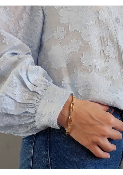 Dikdörtgen Model Elmas Görünümlü Gold Çelik Bileklik Gold