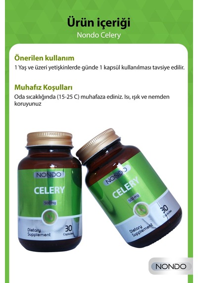Nondo Celery Kereviz Eki 500 mg 30 Kapsül