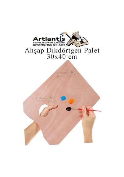 Ahşap Dikdörtgen Palet Naturel 20x30 Cm 1 Adet Orta Boy Ahşap Boya Paleti Resim Boyama Tepsisi Akrilik Guaj Karıştırıcı