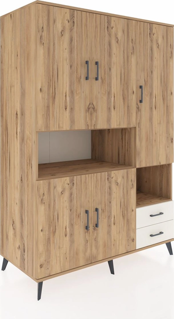 Kronos Dolap 10 Raflı 2 Çekmeceli 5 Kapaklı 132x59x195 Çam-ça... Çam