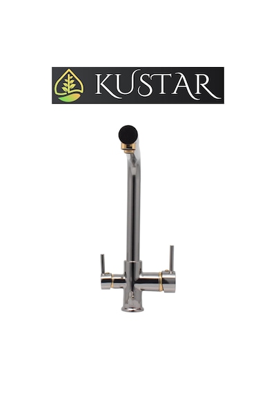 Kustar 3 Yollu Mutfak Eviye Bataryası Füme Gold Arıtma Çıkışlı Batarya
