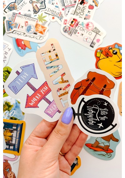 Tatil Ve Seyahat Temalı Sticker Paketi 30 Parça Su Geçirmez Travel Valiz Laptop Termos Telefon Etiket Seti Diğer