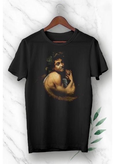 Flood Of Style Unısex Siyah Barok Sanat Ressam Caravaggio Eseri Baskılı Tişört