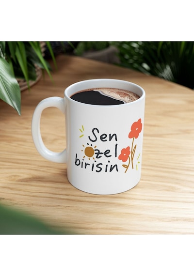Sen Özel Birisin Baskılı - Motivasyon Temalı - Doğum Günü Hediyesi - Hediye Porselen Kupa Bardak Beyaz