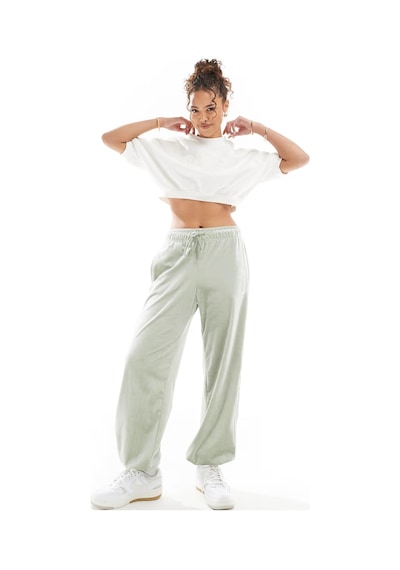 Nike Crop Loose Fit French Terry Short Sleeve Top Kadın Bol Kesim Crop Kısa Kollu Sweatshirt Beyaz Kırık Beyaz