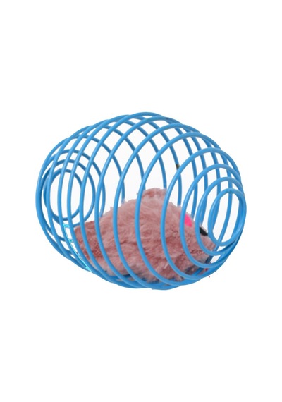 Petinka Kedi Oyuncağı Sıçrayan Spiral Yaylı Metal Fareli Kafes Kedi Oyun Topu