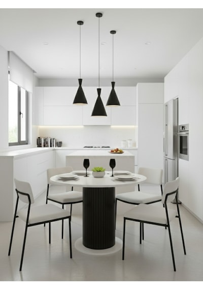 Güneş Model Mdf Ayaklı 90cm Çaplı Yuvarlak Mutfak Masası Sandalye Yok Beyaz-siyah Güneş Model Mdf Ayaklı 90cm Çaplı Yuvarlak Mutfak Masası Sandalye Yok Beyaz-siyah