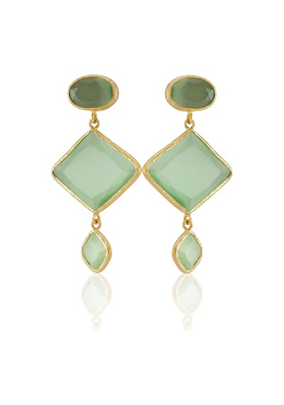Kadir Jewellery 22 Ayar Altın Kaplama Kadın Sallantılı Küpe -el İşçiliği Ve Hipoalerjenik Küpe Açık Yeşil 31540897