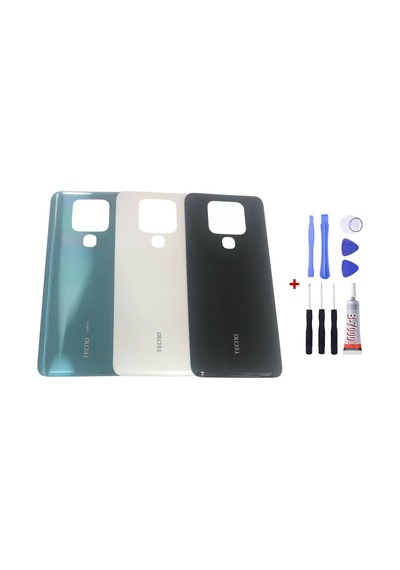 Tecno Camon 16 Siyah Arka Cam Kapak Pil Kapağı Tamir Set B7000 Set Siyah