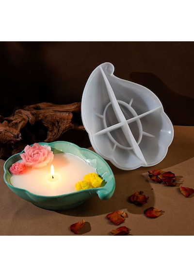 Epoksi Deniz Kabuğu Tealight Mumluk Ev Dekorasyonu Silikon Ve Taş Tozu Kalıbı