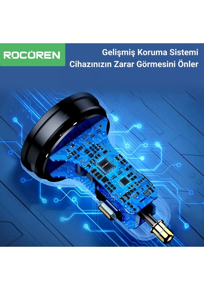 Rocoren 70w 4 Portlu 2 Type-c 2 Usb-a Led Işıklı Araç İçi Hızlı Şarj Cihazı