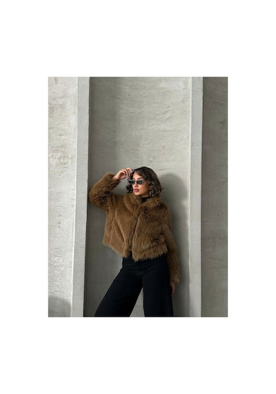 Verymoda Suni Kürk Kadın Mont- F1820 Kahve