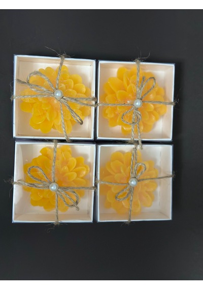 Lotus Mum Sarı 4 Adet Süslü Hediyelik