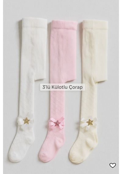 Esila Kids Çocuk Külotlu Çorap Baklava Desen Çiçek Fiyonk Çok Renkli