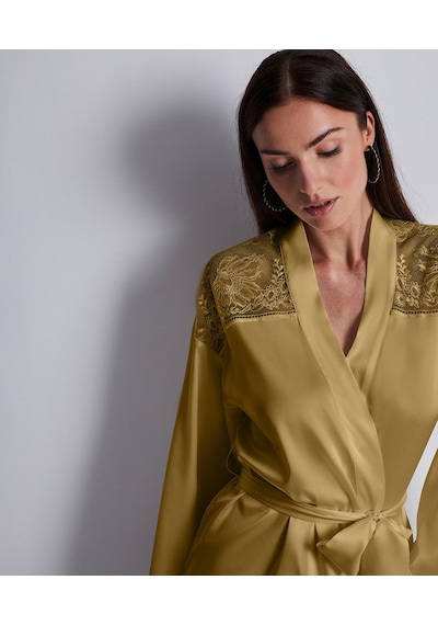 Aubade Midnight Whisper Kimono Zarif Seide Ve Dantel Detaylı Bronz