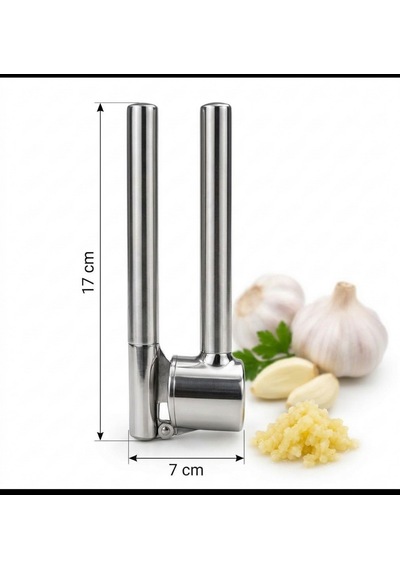 Lüks Paslanmaz Çelik Sarımsak Ezici Metal Dayanıklı Sarımsak Sıkıcı Pres 15 Cm-5 Cm Gümüş