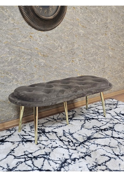 Zafir Ufo Oturak Bench - Gold Kaplama Sivriltme Ayak - Oturak - Bench - Puf - Yatak Ucu Pufu Kahverengi