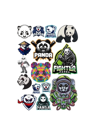 Panda Sticker Set-5 19 Parça Telefon, Tablet, Defter, Laptop Sticker