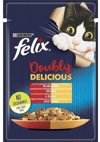 Purina Felix Çifte Lezzet Sığır Etli ve Tavuklu Konserve Kedi Maması 85 G