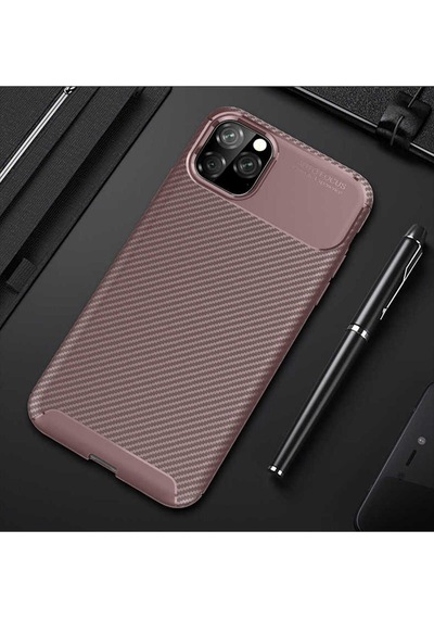 Apple Uyumlu iPhone 11 Pro Max Kılıf Zore Negro Silikon Kapak Kahverengi