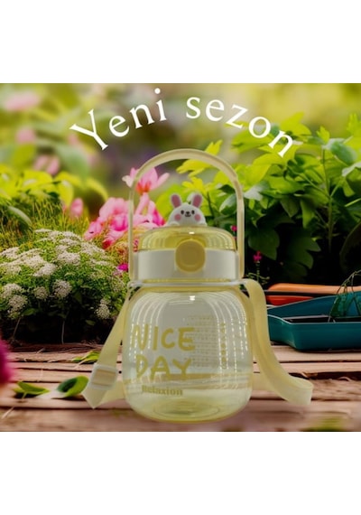 Maskotlu,çıkartma Hediyeli, Boyun Askılıklı, Ithal Lüx Matara/suluk 1100 Ml Açık Sarı