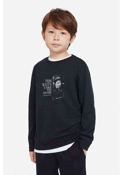 Tshirthane Tom Waits Under The Covers Baskılı Unisex Çocuk Siyah Sweatshirt Siyah